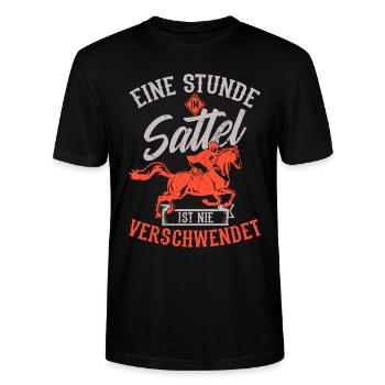 Pferde Spruch Pferdeliebhaber Pferdesprüche - Stanley/Stella Unisex Bio-T-Shirt CRAFTER - Schwarz - Vorne - Alina (178cm) & Michal (187cm)