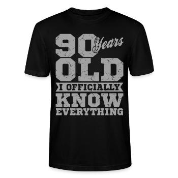 90 YEARS OLD 90 Birthday Grandpa Lustig - Stanley/Stella CRAFTER Unisex Organic T-Shirt - black - Front - Alina (178cm) & Michal (187cm)