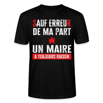 Cadeau drôle maire rigolo avoir raison - T-shirt bio CRAFTER Stanley Stella Unisexe - noir - Devant - Alina (178cm) & Michal (187cm)