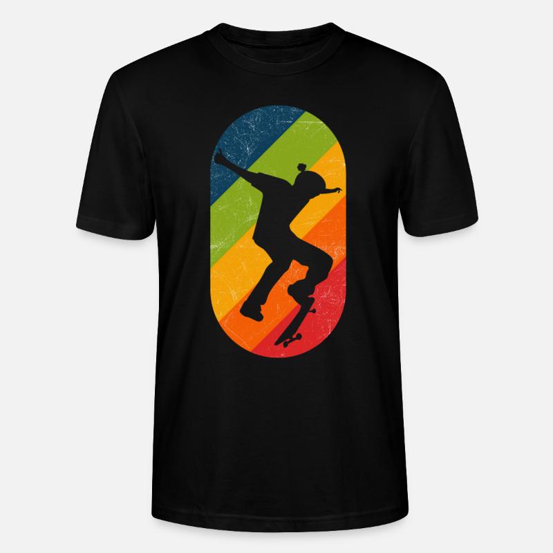 Skateboard Retro Kickflip Distressed - Stanley/Stella Unisex Bio-T-Shirt CRAFTER - Schwarz
