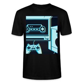 Vaporwave Aesthetic Gaming Konsole Controller - Stanley/Stella Unisex Bio-T-Shirt CRAFTER - Schwarz - Vorne - Alina (178cm) & Michal (187cm)