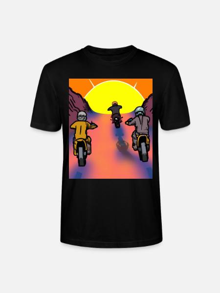 Vaporwave Aesthetic Sunset Mountains - Stanley/Stella CRAFTER Unisex Organic T-Shirt - black