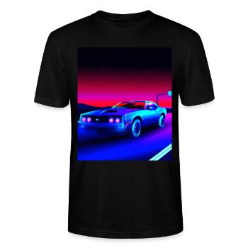 Vaporwave Aesthetic Vintage Highway - Stanley/Stella Unisex Bio-T-Shirt CRAFTER - Schwarz - Vorne - Alina (178cm) & Michal (187cm)
