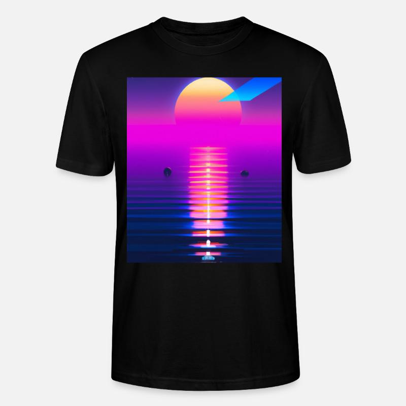 Vaporwave Sun Synthwave Sunset - T-shirt bio CRAFTER Stanley Stella Unisexe - noir