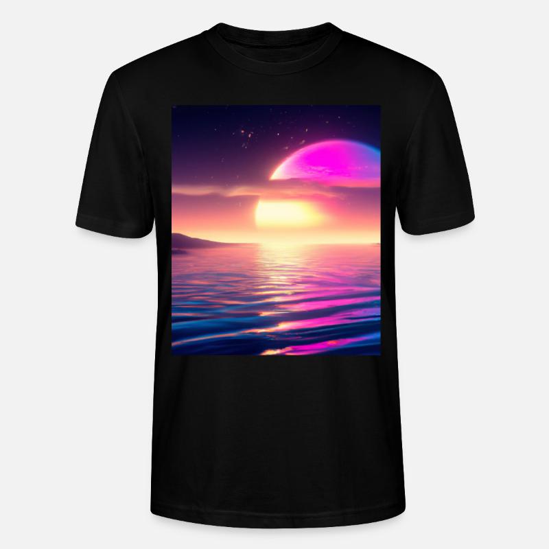 Vaporwave Sun Synthwave Sunset - T-shirt bio CRAFTER Stanley Stella Unisexe - noir