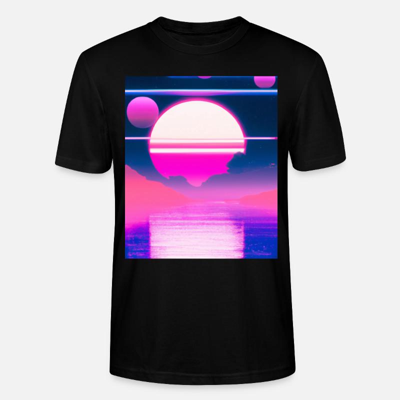 Vaporwave Sun Synthwave Sunset - T-shirt bio CRAFTER Stanley Stella Unisexe - noir