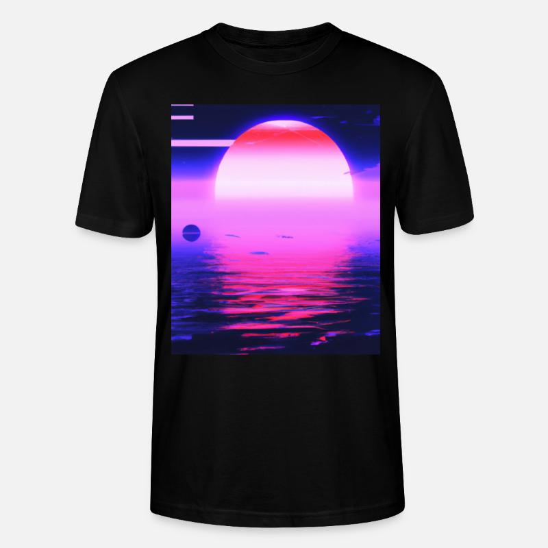 Vaporwave Sun Synthwave Sunset - T-shirt bio CRAFTER Stanley Stella Unisexe - noir