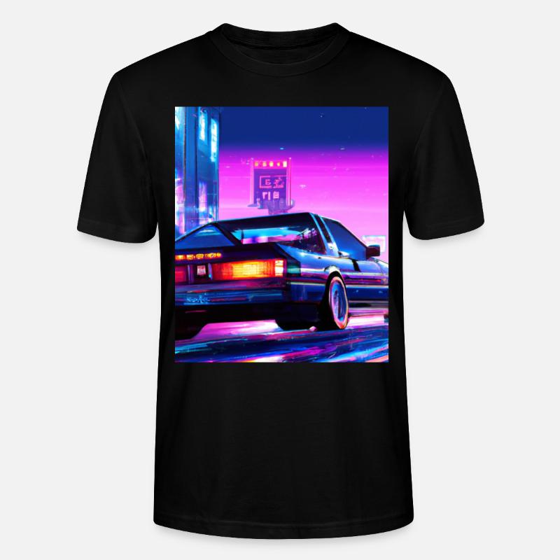 Vaporwave Esthétique Synthwave City - T-shirt bio CRAFTER Stanley Stella Unisexe - noir