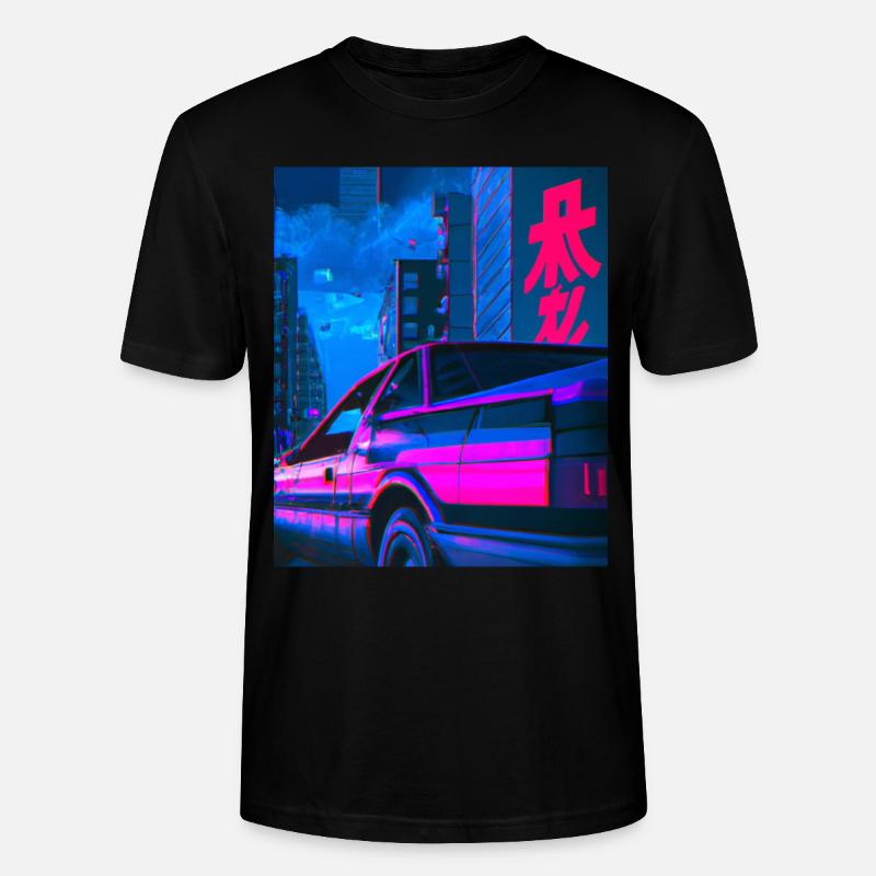 Vaporwave Esthétique Synthwave Car - T-shirt bio CRAFTER Stanley Stella Unisexe - noir