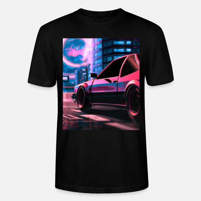 Vaporwave Aesthetic Synthwave Car - Stanley/Stella Unisex Bio-T-Shirt CRAFTER - Schwarz