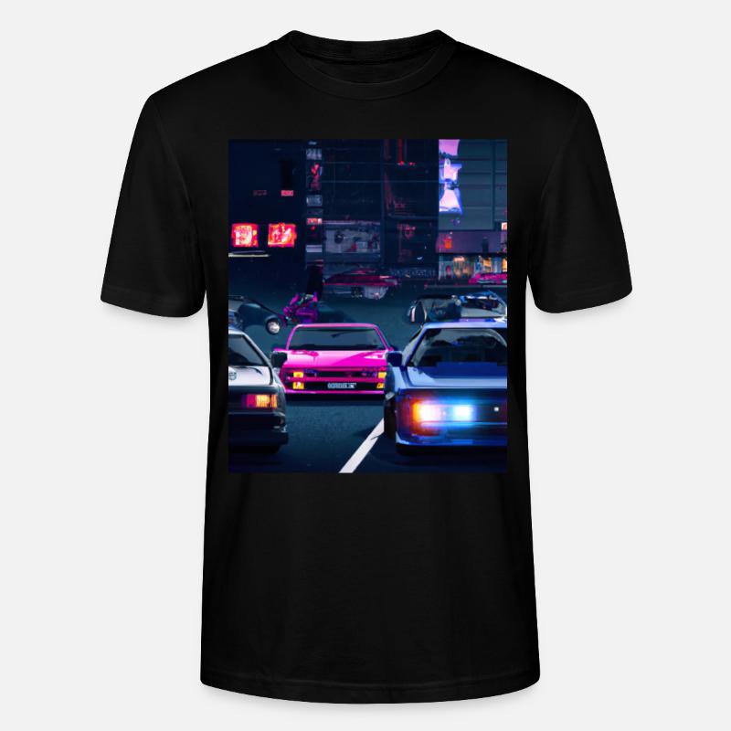 Vaporwave Esthétique Synthwave Car - T-shirt bio CRAFTER Stanley Stella Unisexe - noir