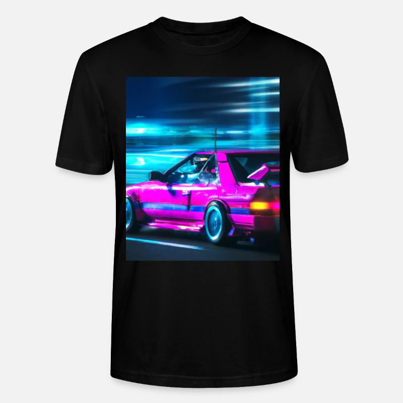 Vaporwave Esthétique Synthwave Car - T-shirt bio CRAFTER Stanley Stella Unisexe - noir