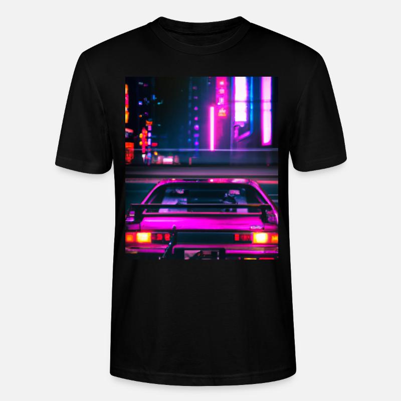 Vaporwave Esthétique Synthwave Car - T-shirt bio CRAFTER Stanley Stella Unisexe - noir