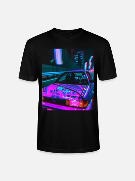 Vaporwave Aesthetic Synthwave Car - Stanley/Stella CRAFTER Unisex Organic T-Shirt - black