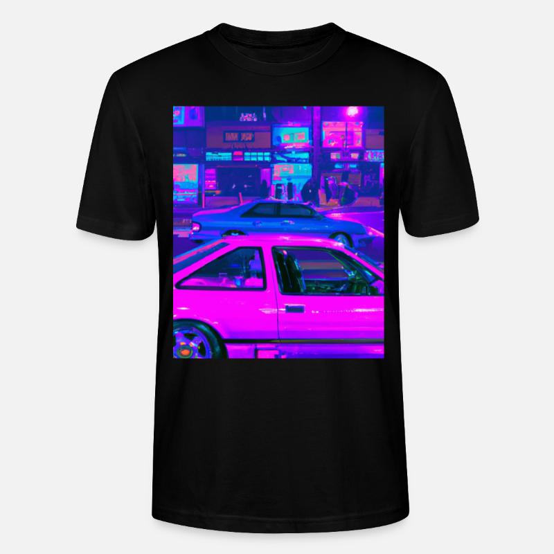 Vaporwave Esthétique Synthwave Car - T-shirt bio CRAFTER Stanley Stella Unisexe - noir