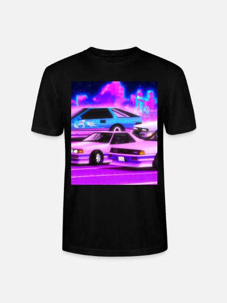 Vaporwave Aesthetic Synthwave Car - Stanley/Stella CRAFTER Unisex Organic T-Shirt - black