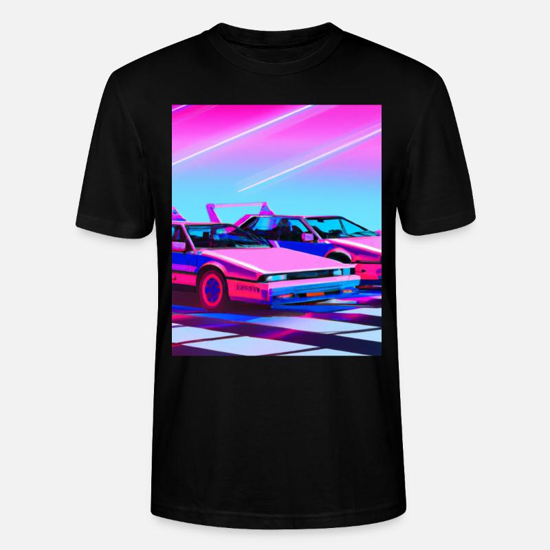 Vaporwave Esthétique Synthwave Car - T-shirt bio CRAFTER Stanley Stella Unisexe - noir