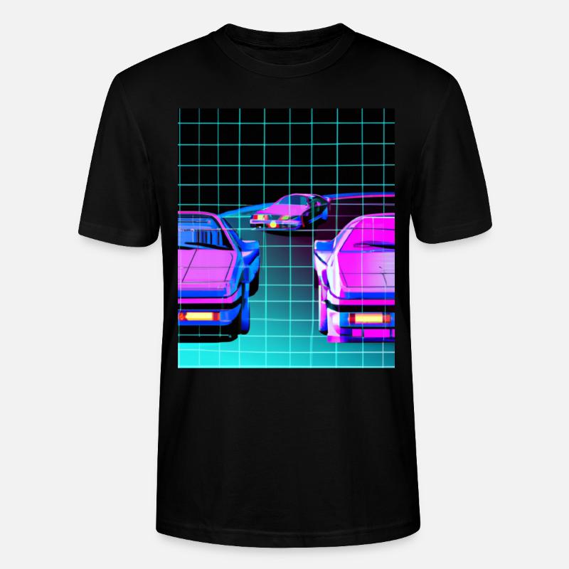 Vaporwave Esthétique Synthwave Car - T-shirt bio CRAFTER Stanley Stella Unisexe - noir
