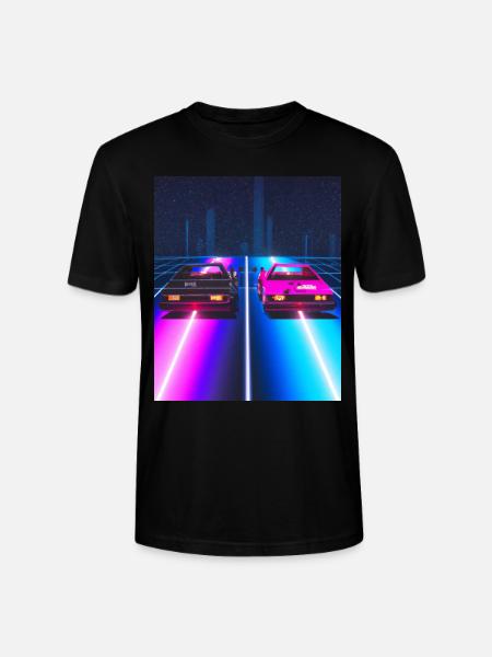 Vaporwave Aesthetic Synthwave Car - Stanley/Stella CRAFTER Unisex Organic T-Shirt - black