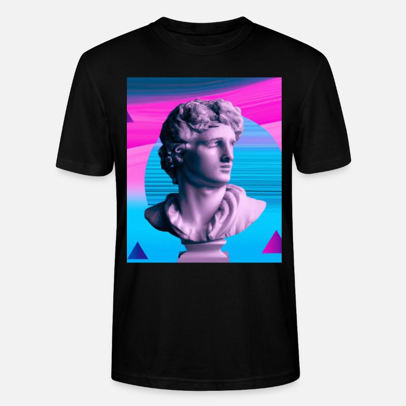 Vaporwave Statue Buste romain - T-shirt bio CRAFTER Stanley Stella Unisexe - noir