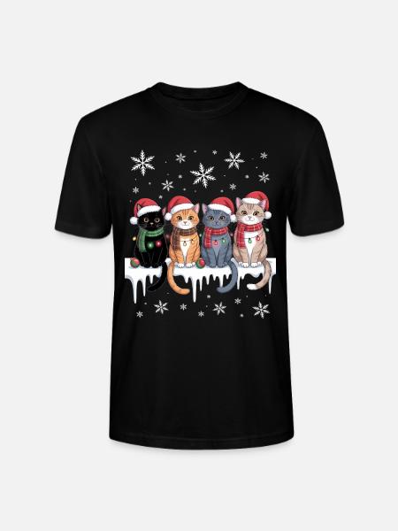 Chat mignon renne Noël - T-shirt bio CRAFTER Stanley Stella Unisexe - noir