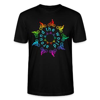 around the world rainbow - Stanley/Stella Unisex Bio-T-Shirt CRAFTER - Schwarz - Vorne - Alina (178cm) & Michal (187cm)