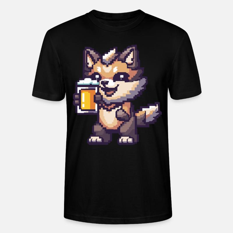 Wolf Pixel Beer - Stanley/Stella CRAFTER Unisex Organic T-Shirt - black