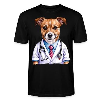 Jack Rusell Dogtor - T-shirt bio CRAFTER Stanley Stella Unisexe - noir - Devant - Alina (178cm) & Michal (187cm)