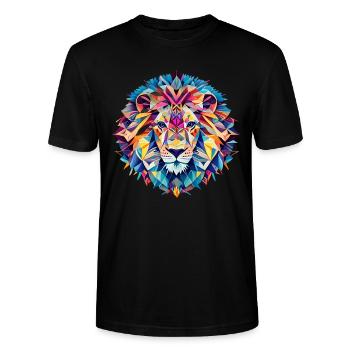 Geometric fauna, lion, geo wild - Stanley/Stella CRAFTER Unisex Organic T-Shirt - black - Front - Alina (178cm) & Michal (187cm)