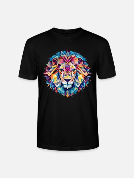 Geometrische Fauna, Löwe, Geo Wild - Stanley/Stella Unisex Bio-T-Shirt CRAFTER - Schwarz