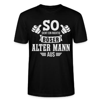 Böser Alter Mann Sarkasmus Spruch Lustig - Stanley/Stella Unisex Bio-T-Shirt CRAFTER - Schwarz - Vorne - Alina (178cm) & Michal (187cm)