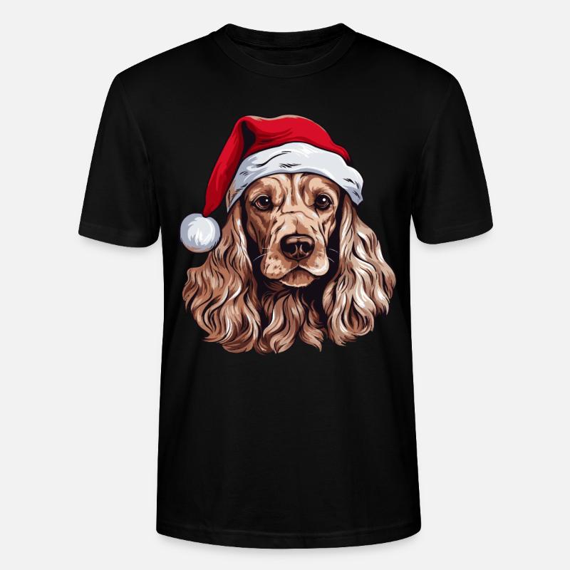 Cocker Spaniel Hund Weihnachten Kopf - Stanley/Stella Unisex Bio-T-Shirt CRAFTER - Schwarz