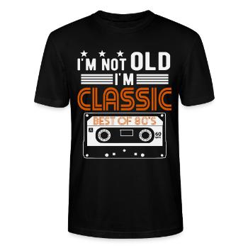 Best of 80's -Jahrgang 1980 Geburtstag Geschenk - Stanley/Stella Unisex Bio-T-Shirt CRAFTER - Schwarz - Vorne - Alina (178cm) & Michal (187cm)