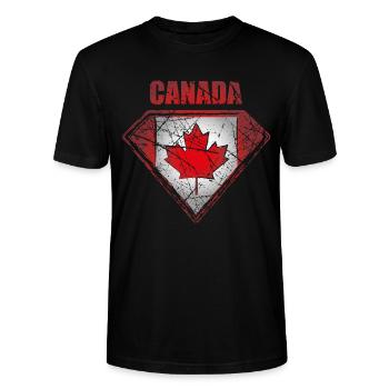 Kanada Canada Superheld Flagge Legende Vintage - Stanley/Stella Unisex Bio-T-Shirt CRAFTER - Schwarz - Vorne - Alina (178cm) & Michal (187cm)