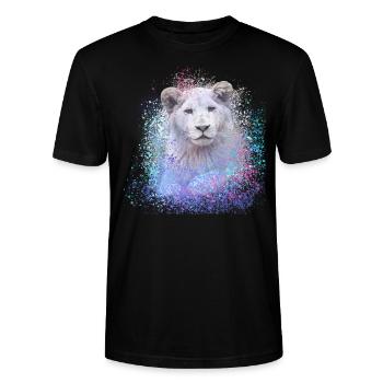 Lion,Lion's Head,Graffiti,Colorful,White Lion,Graffiti - Stanley/Stella CRAFTER Unisex Organic T-Shirt - black - Front - Alina (178cm) & Michal (187cm)