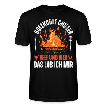 Grillmeister BBQ Grill Holzkohle Beef Bier Chiller - Stanley/Stella Unisex Bio-T-Shirt CRAFTER - Schwarz - Vorne - Alina (178cm) & Michal (187cm)
