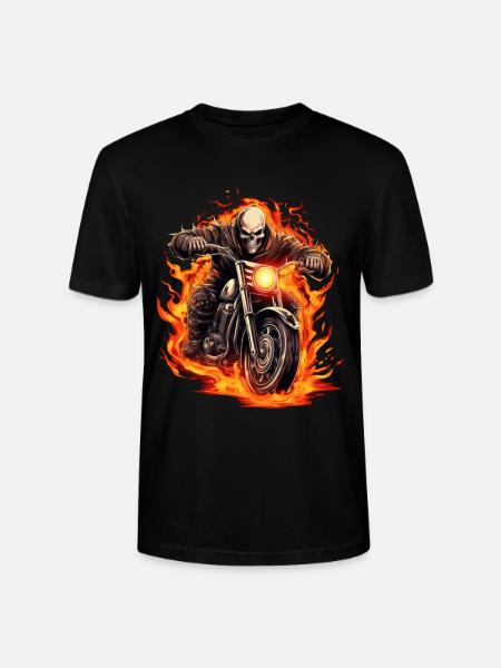 Motorradfahrer im Feuer - Stanley/Stella Unisex Bio-T-Shirt CRAFTER - Schwarz