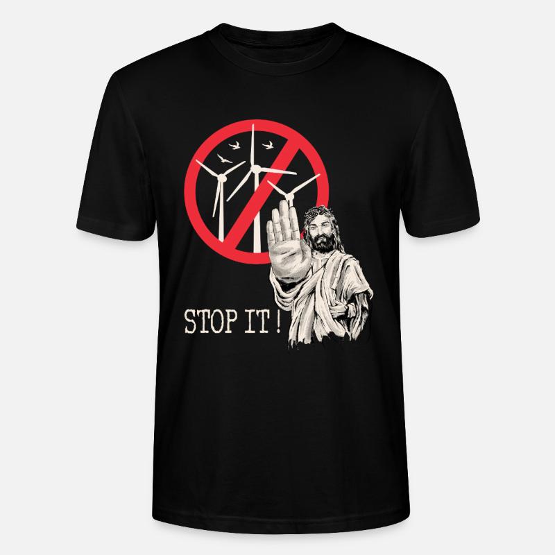 Jesus sagt Stopp zu Windkraft - Stanley/Stella Unisex Bio-T-Shirt CRAFTER - Schwarz