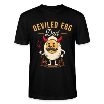 Teuflisches Ei Papa Thanskgiving Abendessen - Stanley/Stella Unisex Bio-T-Shirt CRAFTER - Schwarz - Vorne - Alina (178cm) & Michal (187cm)