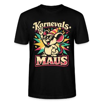 Karnevalsmaus Rock Musik Lustig Geschenk - Stanley/Stella Unisex Bio-T-Shirt CRAFTER - Schwarz - Vorne - Alina (178cm) & Michal (187cm)