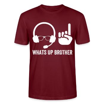 Whats Up Brother - Stanley/Stella CRAFTER Unisex Organic T-Shirt - burgundy - Front - Alina (178cm) & Michal (187cm)