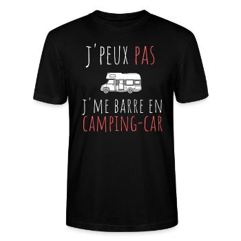 T-Shirt kann ich nicht in einem Wohnmobil ausziehen - Stanley/Stella Unisex Bio-T-Shirt CRAFTER - Schwarz - Vorne - Alina (178cm) & Michal (187cm)