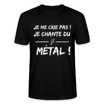 t shirt je ne crie pas ! je chante du métal humour - T-shirt bio CRAFTER Stanley Stella Unisexe - noir - Devant - Alina (178cm) & Michal (187cm)