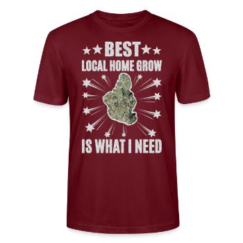 Stoner Home Grow - Stanley/Stella CRAFTER Unisex Organic T-Shirt - burgundy - Front - Alina (178cm) & Michal (187cm)