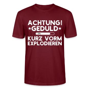 Attention : Patience 3 % sur le point d’exploser - T-shirt bio CRAFTER Stanley Stella Unisexe - bordeaux - Devant - Alina (178cm) & Michal (187cm)