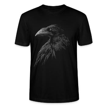 Mystischer schwarzer Rabe Krähe Illustration - Stanley/Stella Unisex Bio-T-Shirt CRAFTER - Schwarz - Vorne - Alina (178cm) & Michal (187cm)