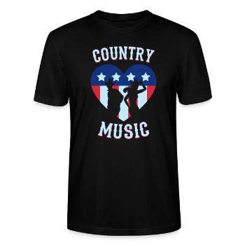 Country music western music western town - Stanley/Stella CRAFTER Unisex Organic T-Shirt - black - Front - Alina (178cm) & Michal (187cm)