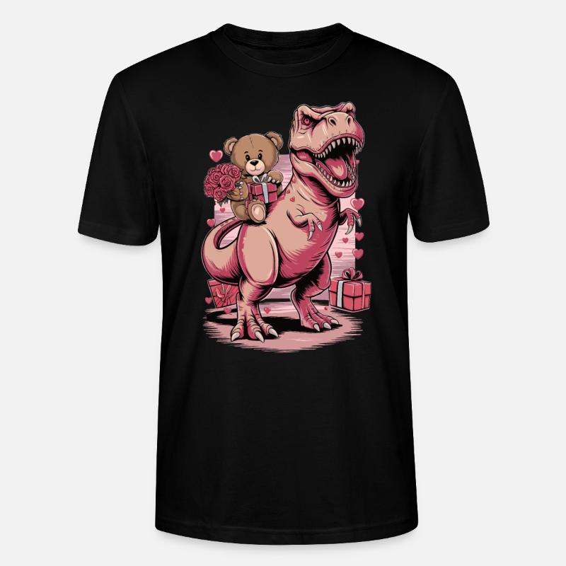 T. Rex Saint-Valentin - T-shirt bio CRAFTER Stanley Stella Unisexe - noir
