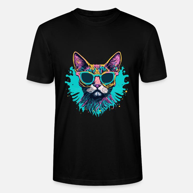 Design coloré de chat Splash Art - T-shirt bio CRAFTER Stanley Stella Unisexe - noir