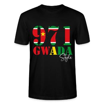 Gwada Style Drapeau Guadeloupe - T-shirt bio CRAFTER Stanley Stella Unisexe - noir - Devant - Alina (178cm) & Michal (187cm)